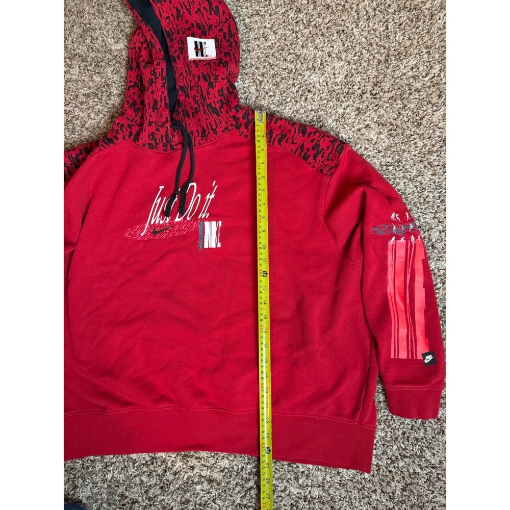 Nike Just Do It Hoodie Mens XL Red Graphic Fleece Pullover Sweatshirt - Picture 4 of 6